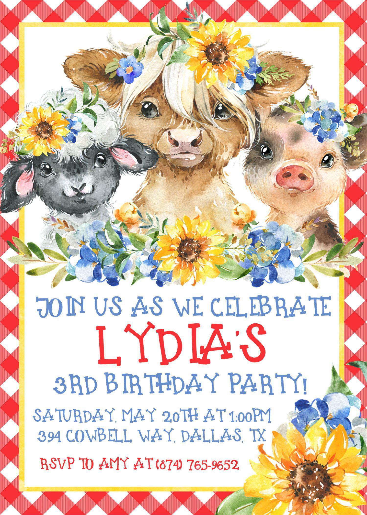 Farm Birthday Party Invitations