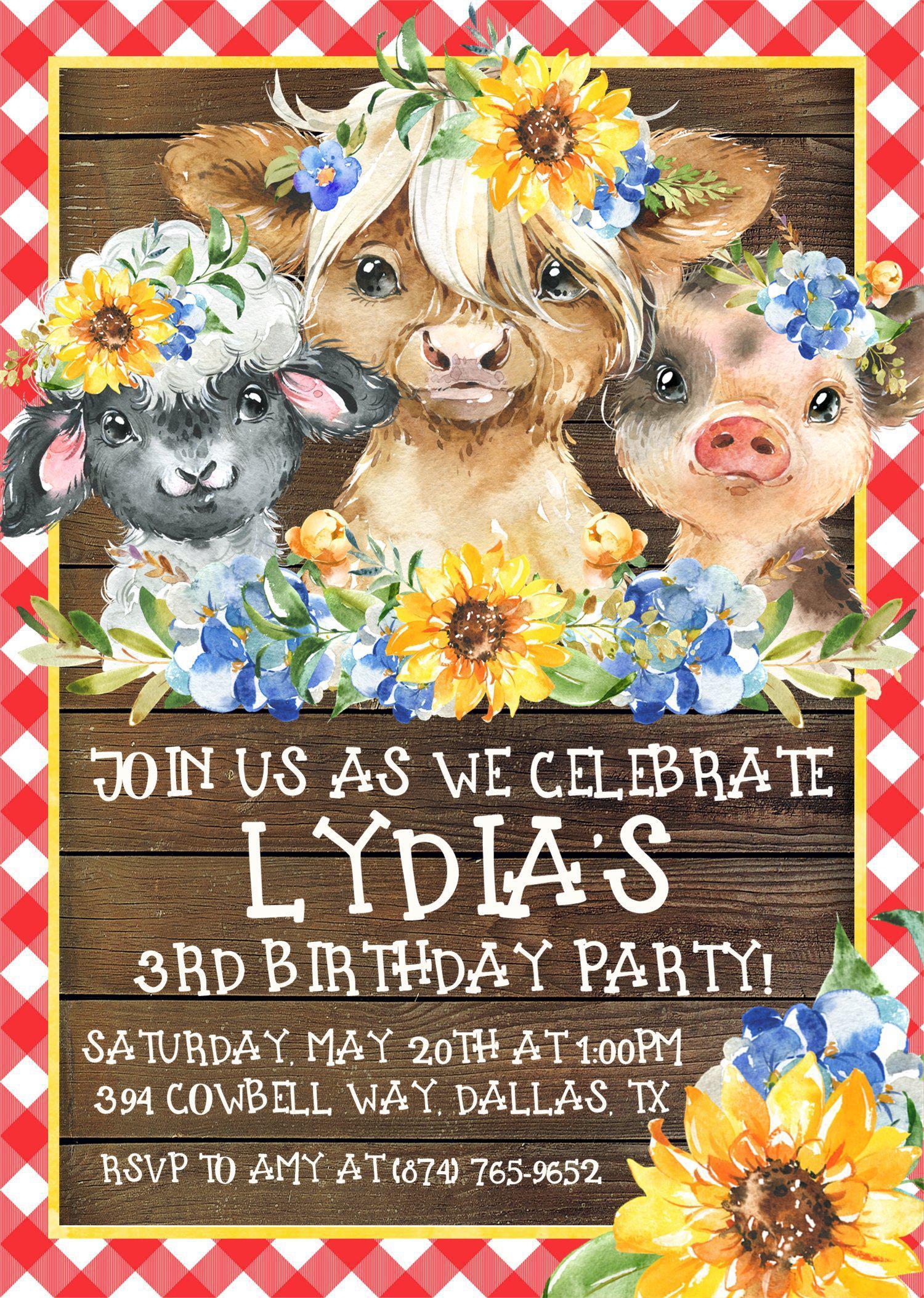 Farm Birthday Party Invitations