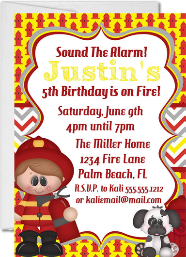 Firefighter Birthday Party Invitations