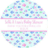Fish baby shower stickers for favors and decorations