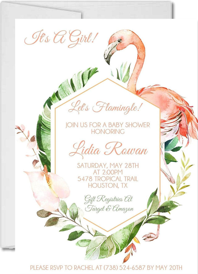 Flamingo Baby Shower Invitations