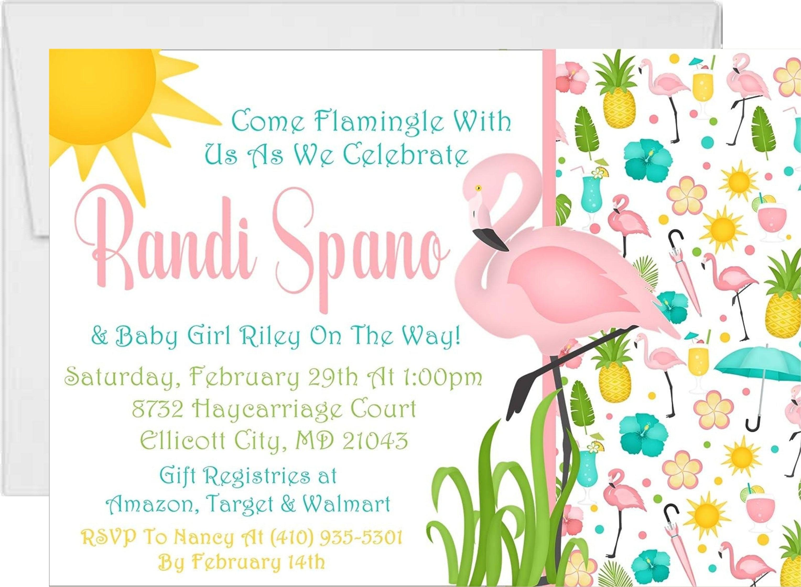 Flamingo Baby Shower Invitations