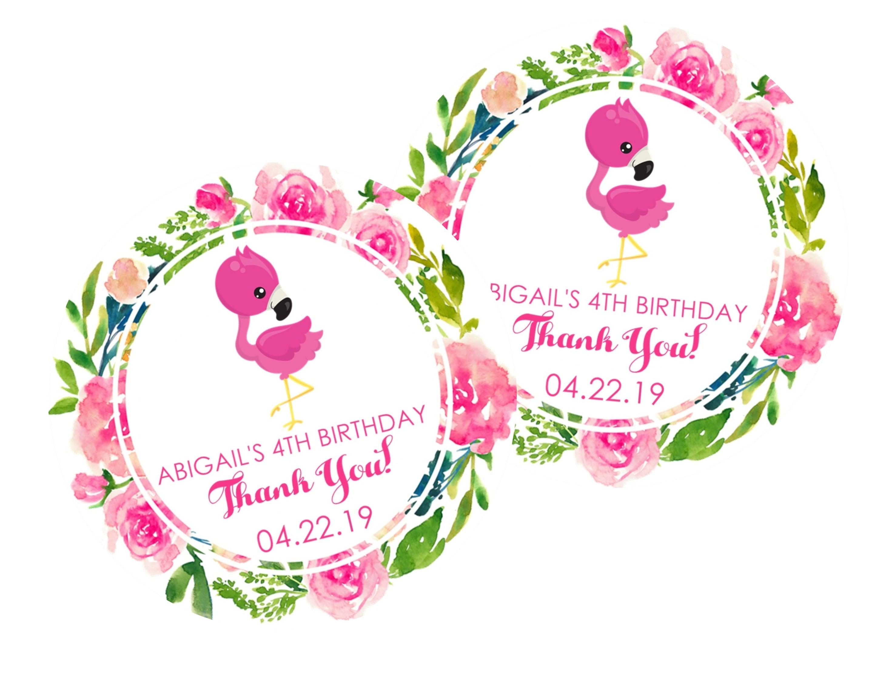 Flamingo Birthday Party Stickers