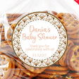 Floral deer baby shower sticker with antlers and flowers in peach and brown