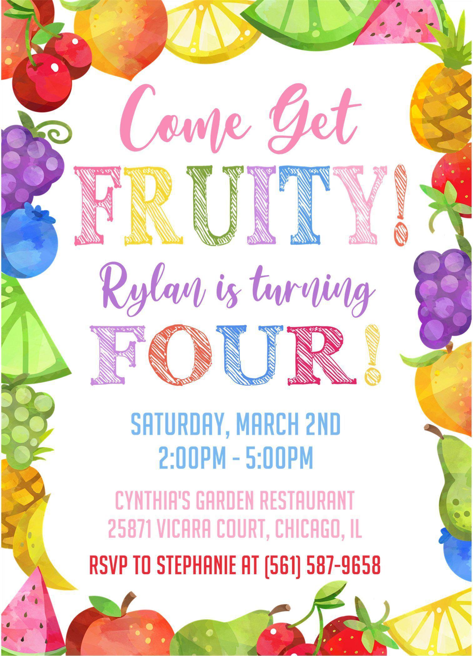 Fruit Birthday Party Invitations