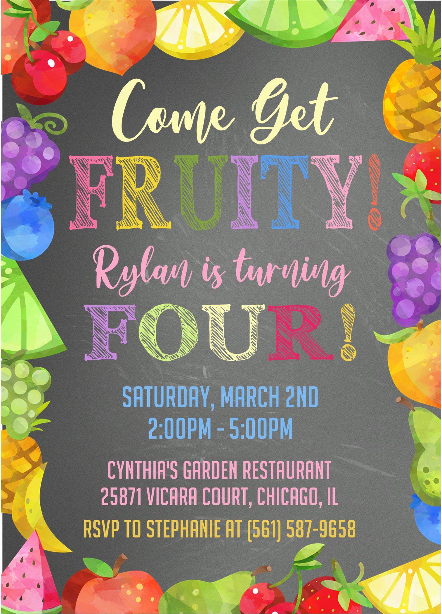 Fruit Birthday Party Invitations