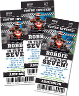 Go Kart Birthday Ticket Invitations