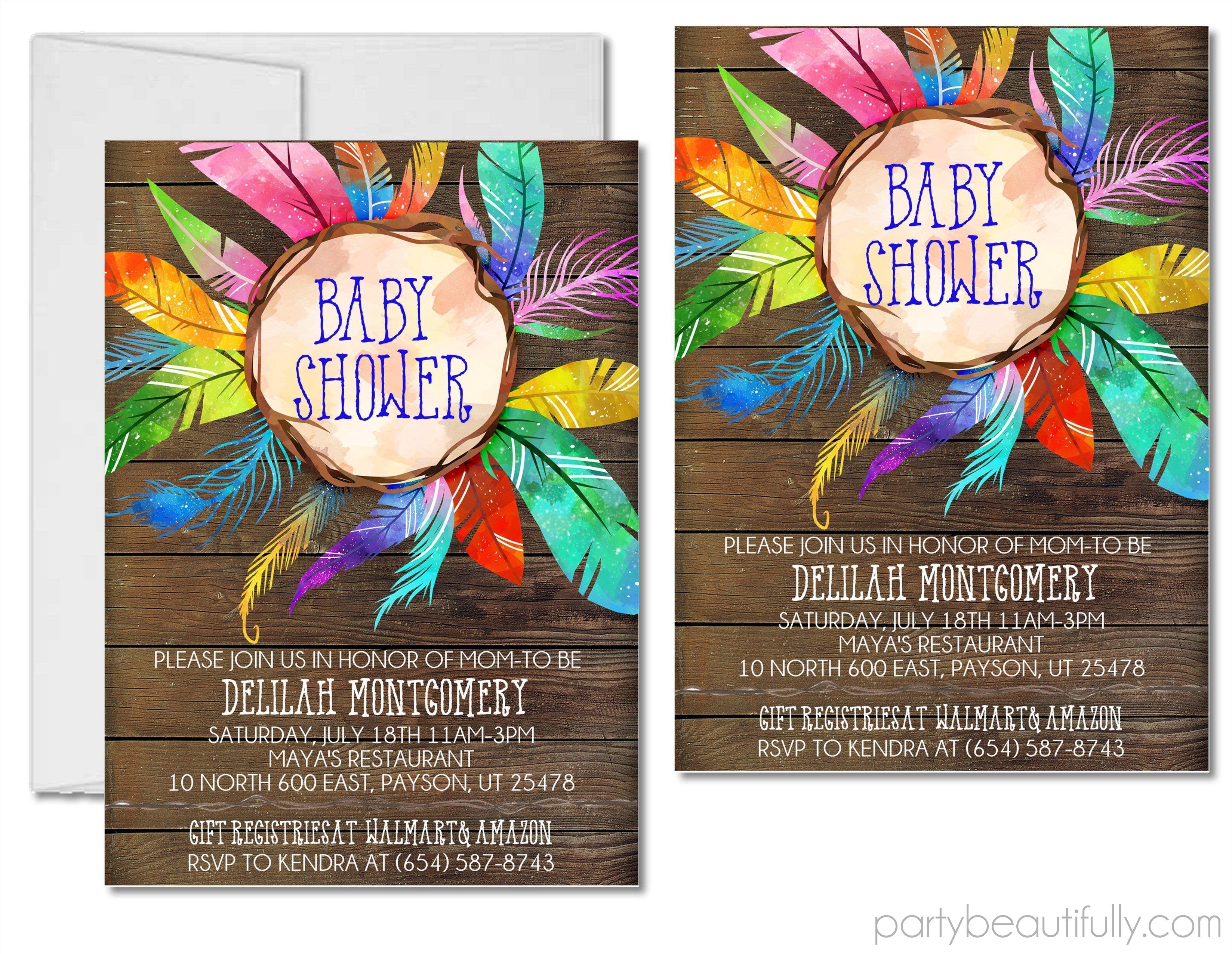 Gender Neutral Boho Tribal Dreamcatcher Baby Shower Invitations