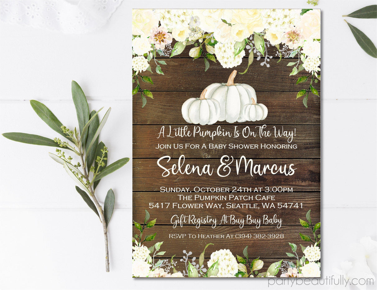 Gender Neutral Fall Pumpkin Fall Baby Shower Invitations