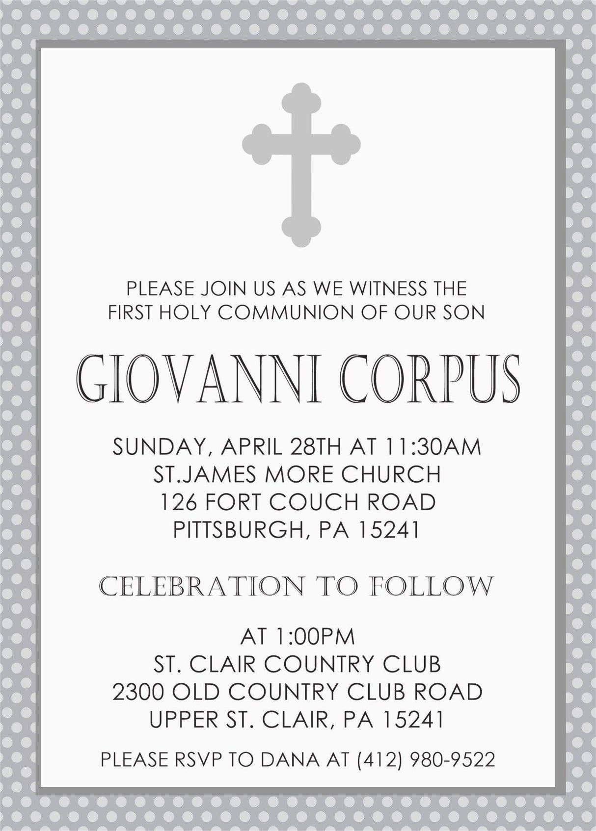Gender Neutral First Communion Invitations