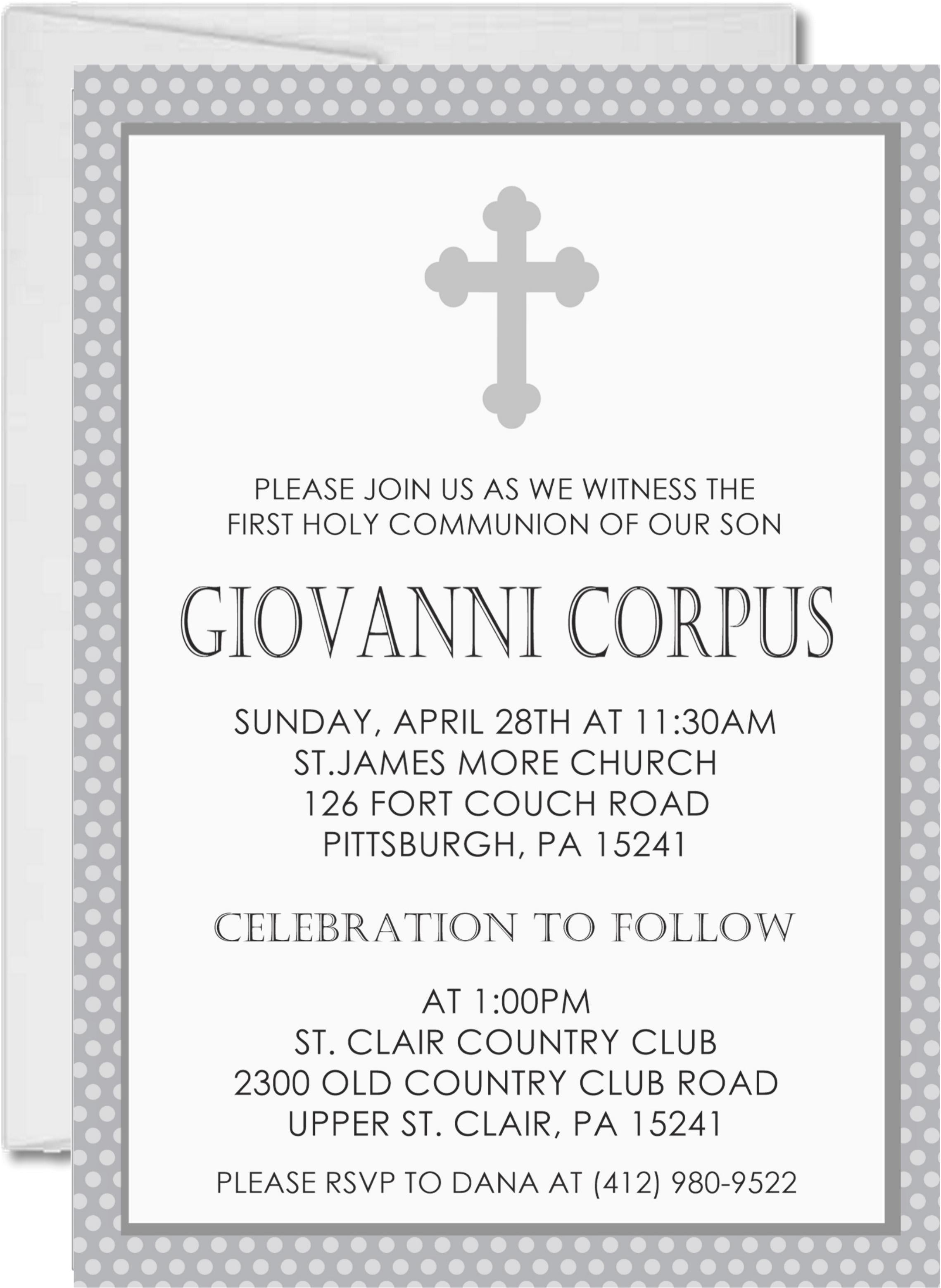 Gender Neutral First Communion Invitations