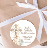 Gender-neutral cross Communion favor sticker