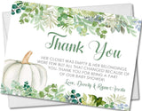 Gender neutral green pumpkin baby shower thank you cards