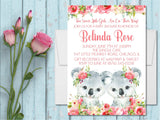 Girl Twins Koala Baby Shower Invitations