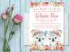 Girl Twins Koala Baby Shower Invitations