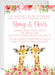 Girl Twins Safari Giraffe Baby Shower Invitations