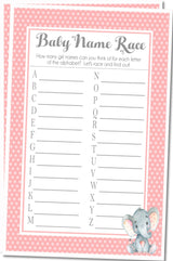 Girl baby name race elephant theme PDF