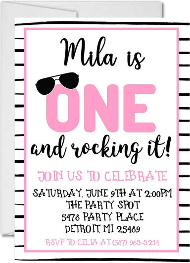 Girls 1st Birthday Party Invitations