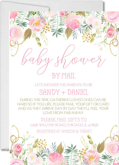 Girls Baby Shower By Mail Invitations