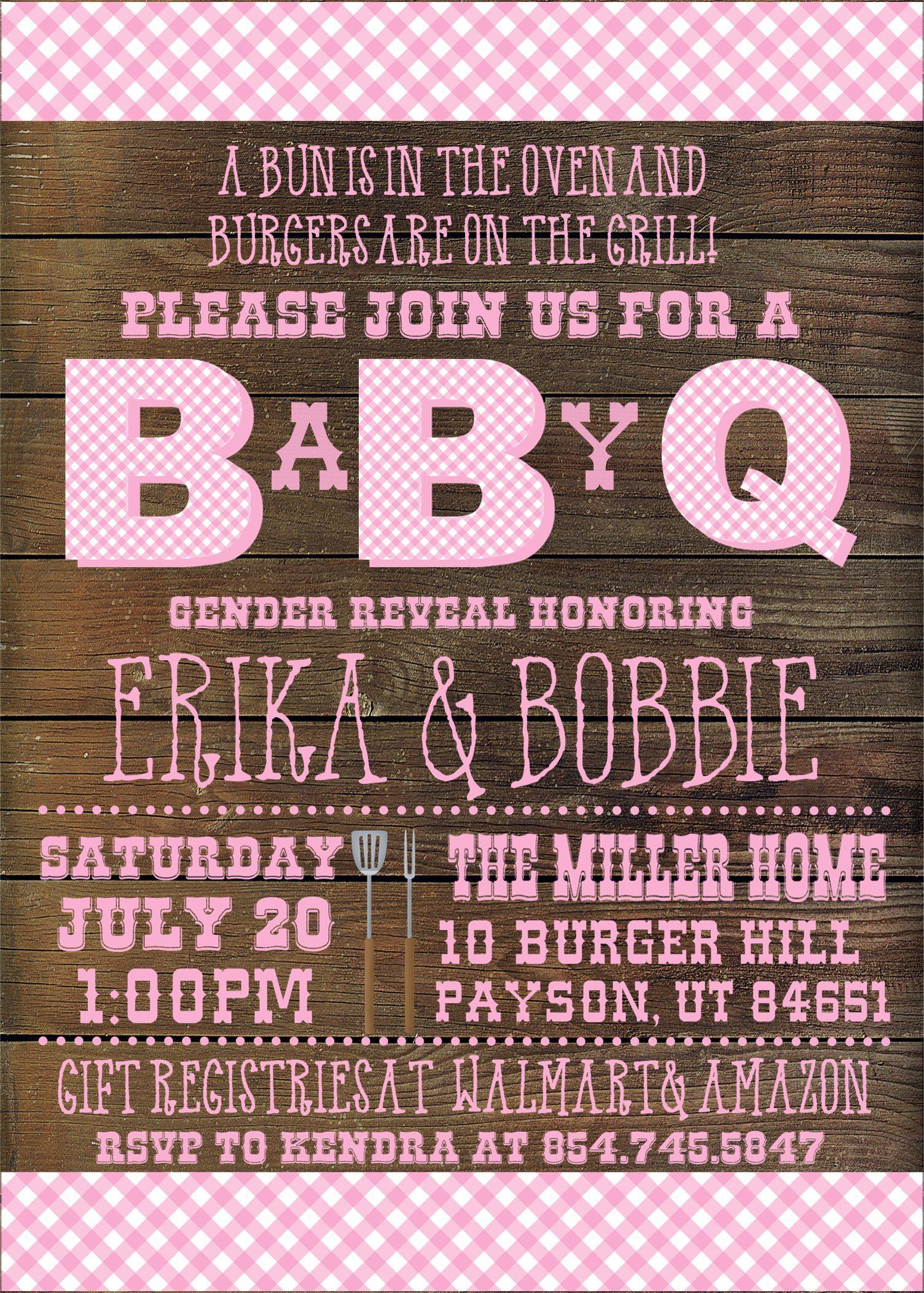 Girls Backyard Baby Q Baby Shower Invitations