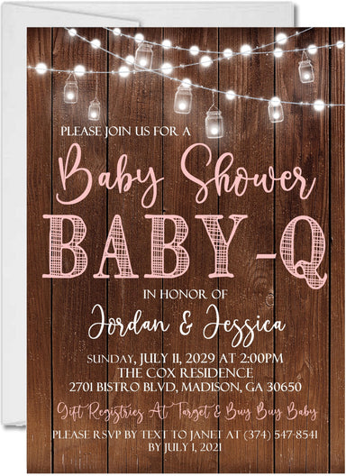 Girls Backyard Baby Q Baby Shower Invitations