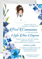 Girls Blue First Communion Invitations