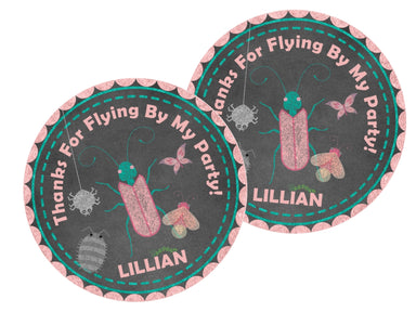 Girls Bug Birthday Party Stickers