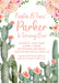 Girls Cactus 1st Birthday Party Invitations