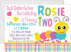 Girls Caterpillar Birthday Party Invitations