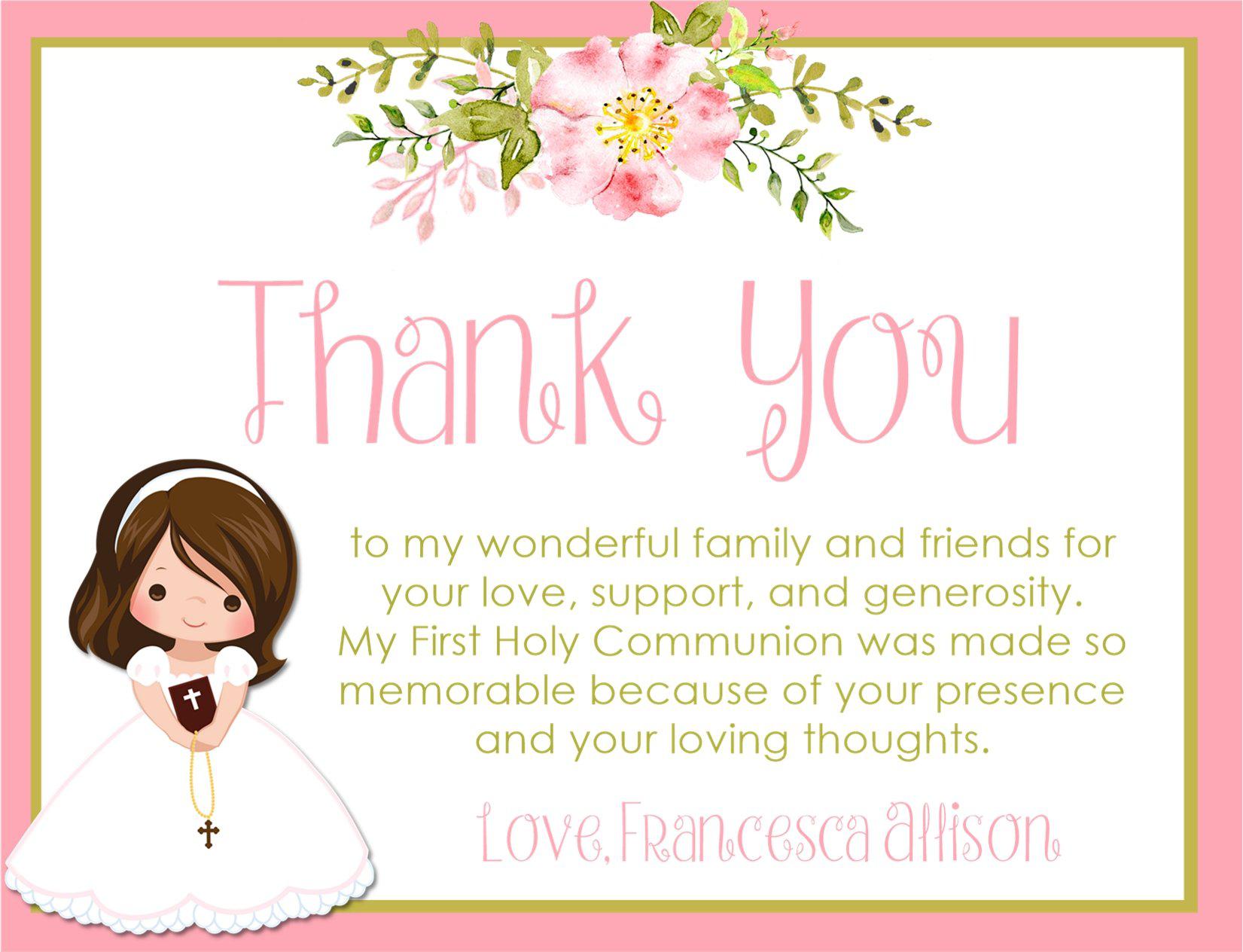 Girls First Communion Thank You Cards