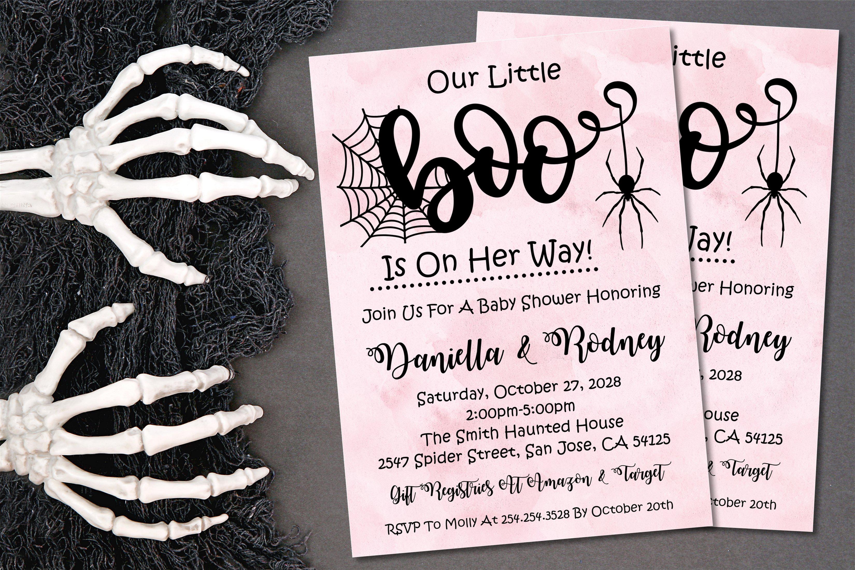 Girls Halloween Baby Shower Invitations