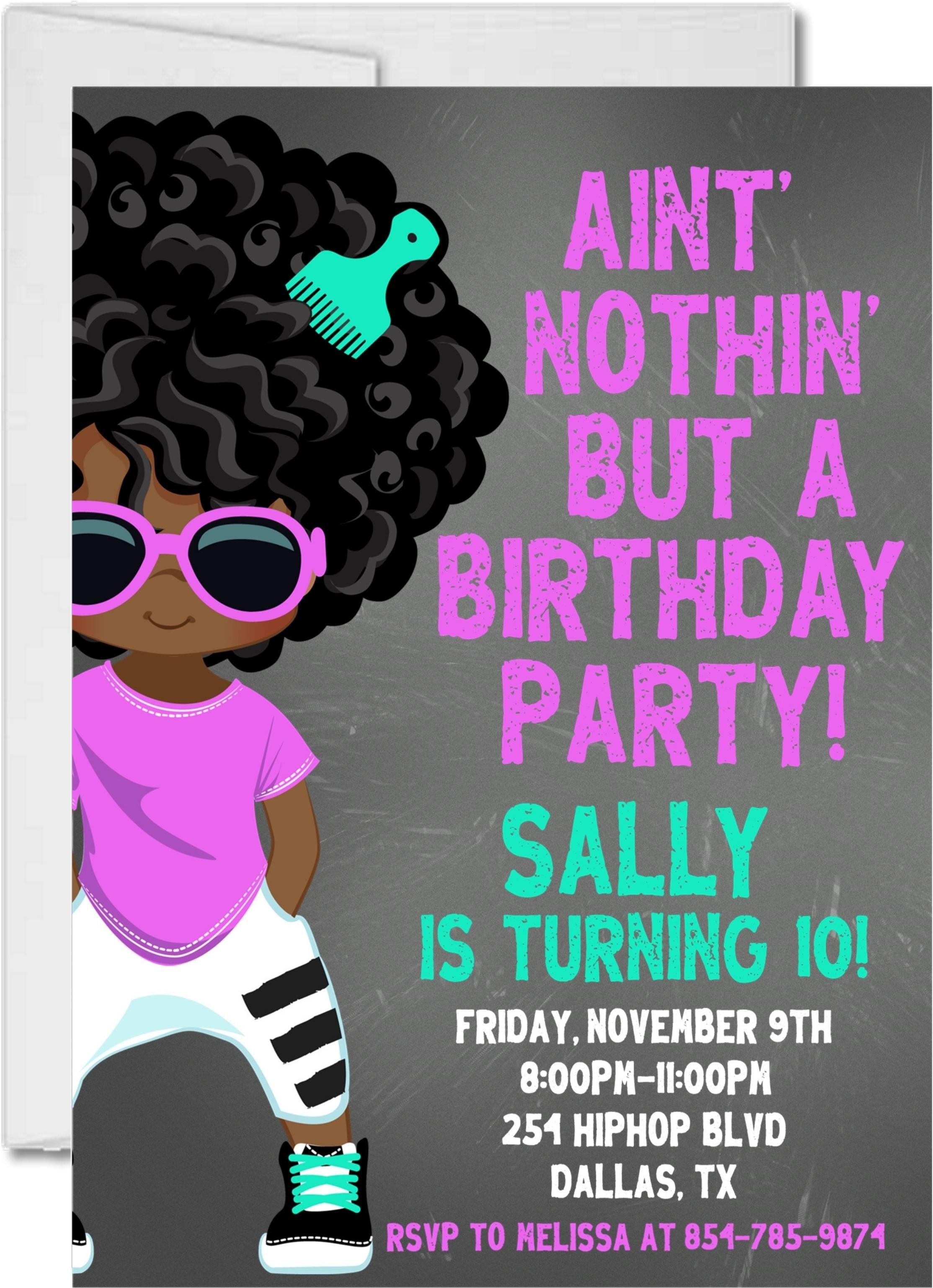 Girls Hip Hop Birthday Party Invitations