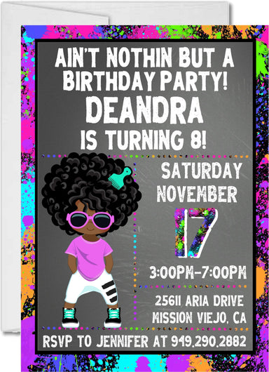 Girls Hip Hop Birthday Party Invitations