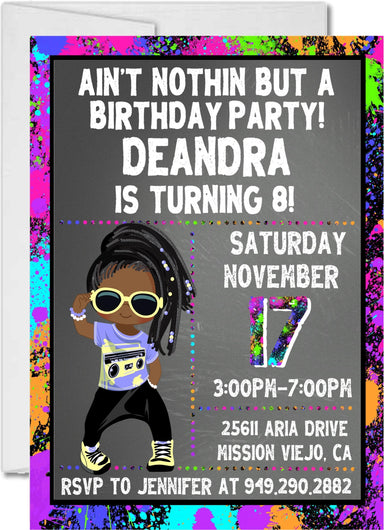 Girls Hip Hop Birthday Party Invitations