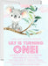 Girls Koala 1st Birthday Party Invitations