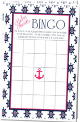 Girls Nautical Baby Shower Bingo Cards