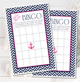 Girls Nautical Baby Shower Bingo Cards