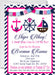 Girls Nautical Baby Shower Invitations