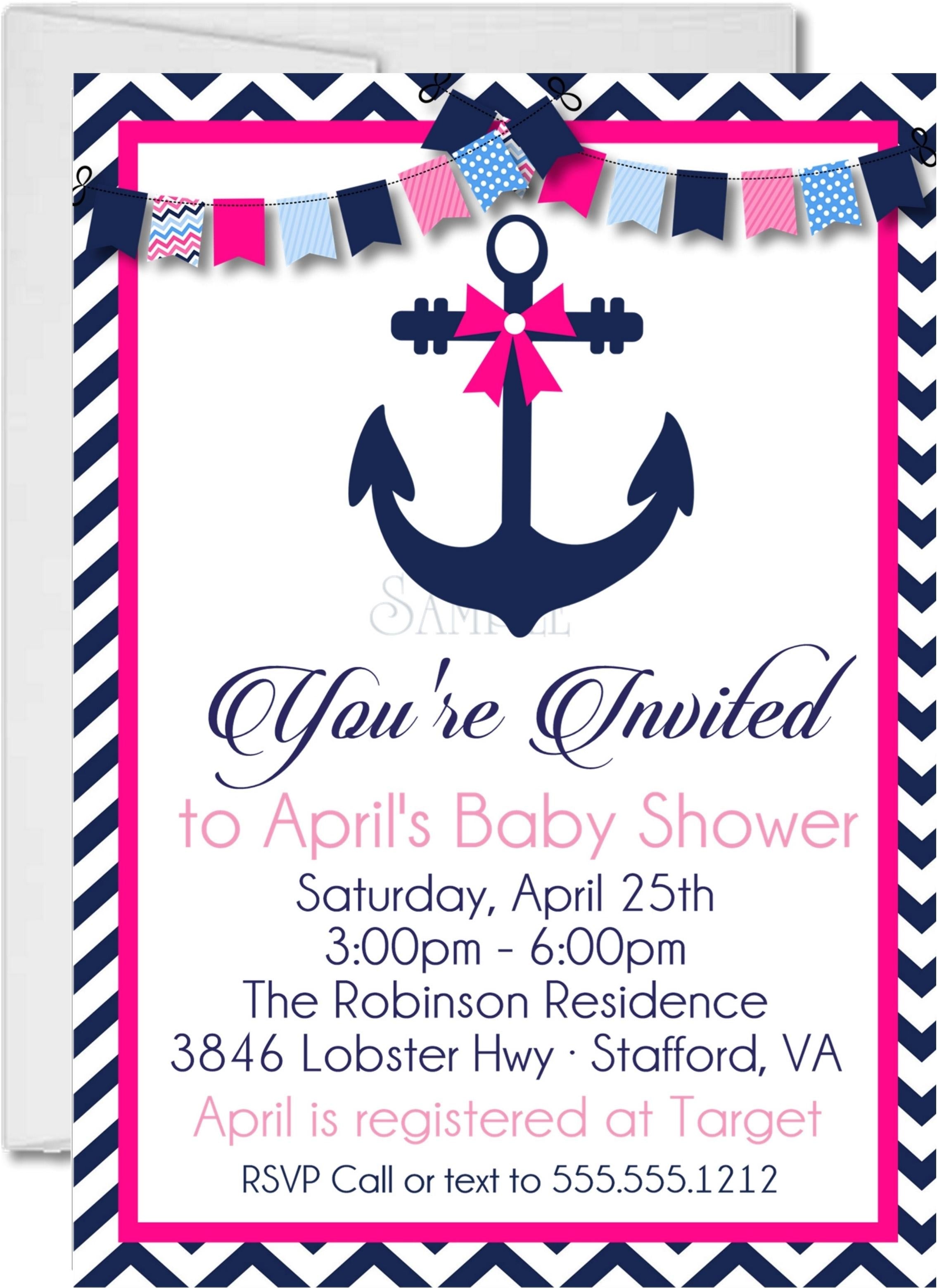 Girls Nautical Baby Shower Invitations