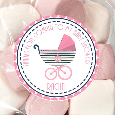 Girls Nautical Baby Shower Stickers