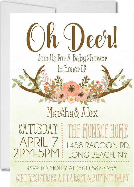 Girls Oh, Deer Baby Shower Invitations