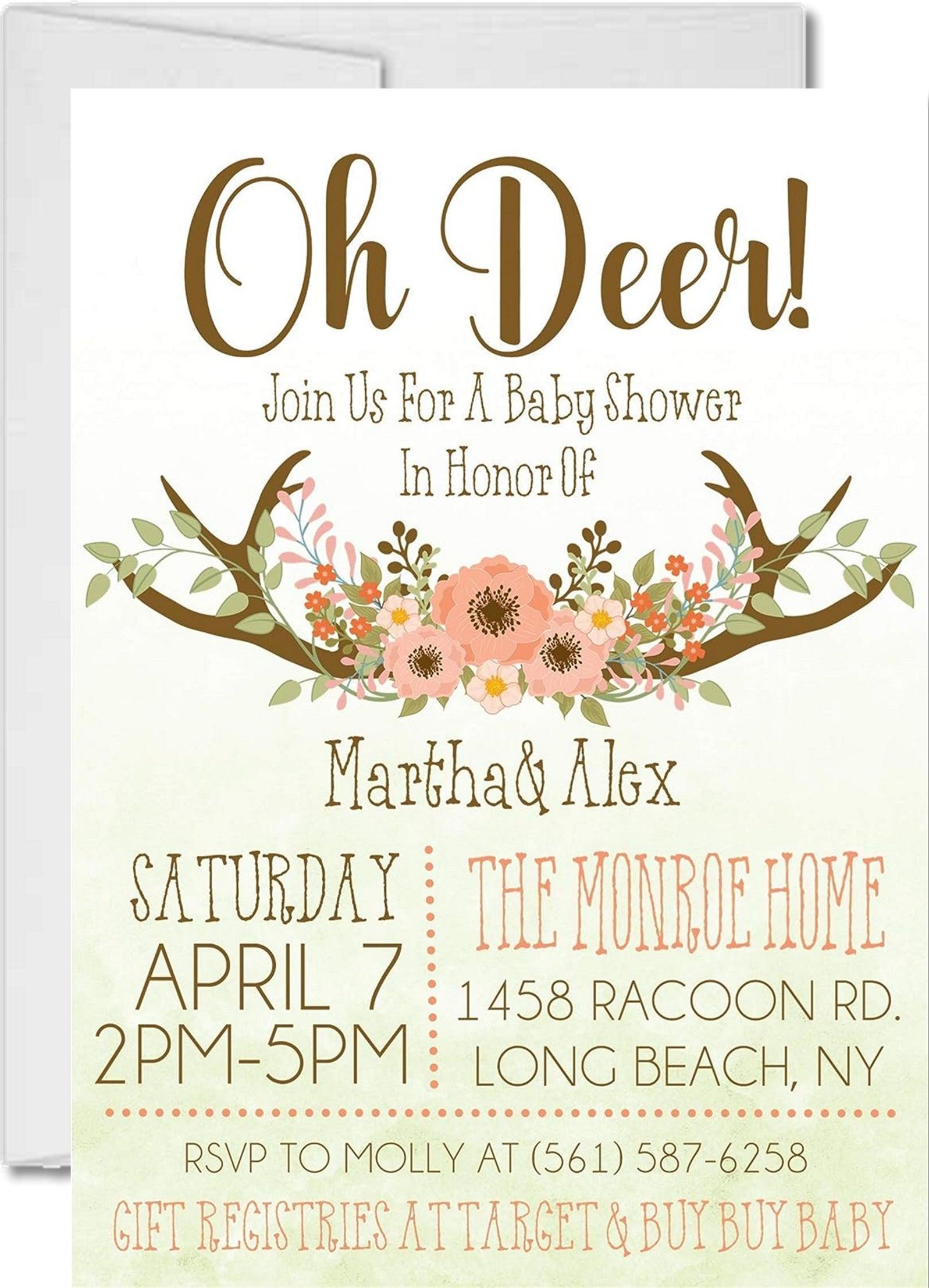 Girls Oh, Deer Baby Shower Invitations