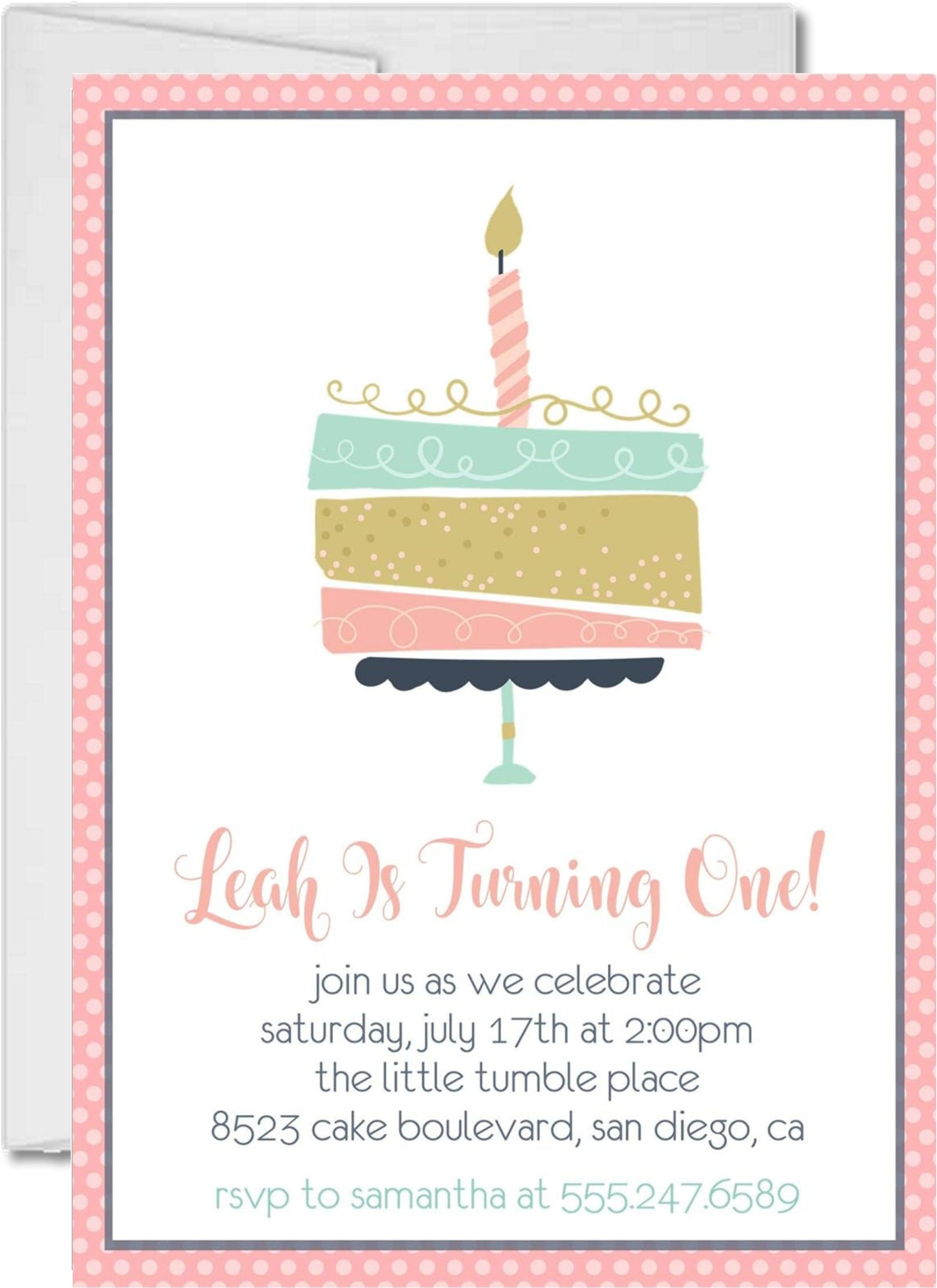 Girls Pastel 1st Birthday Party Invitations