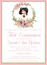 Girls Pink First Communion Invitations