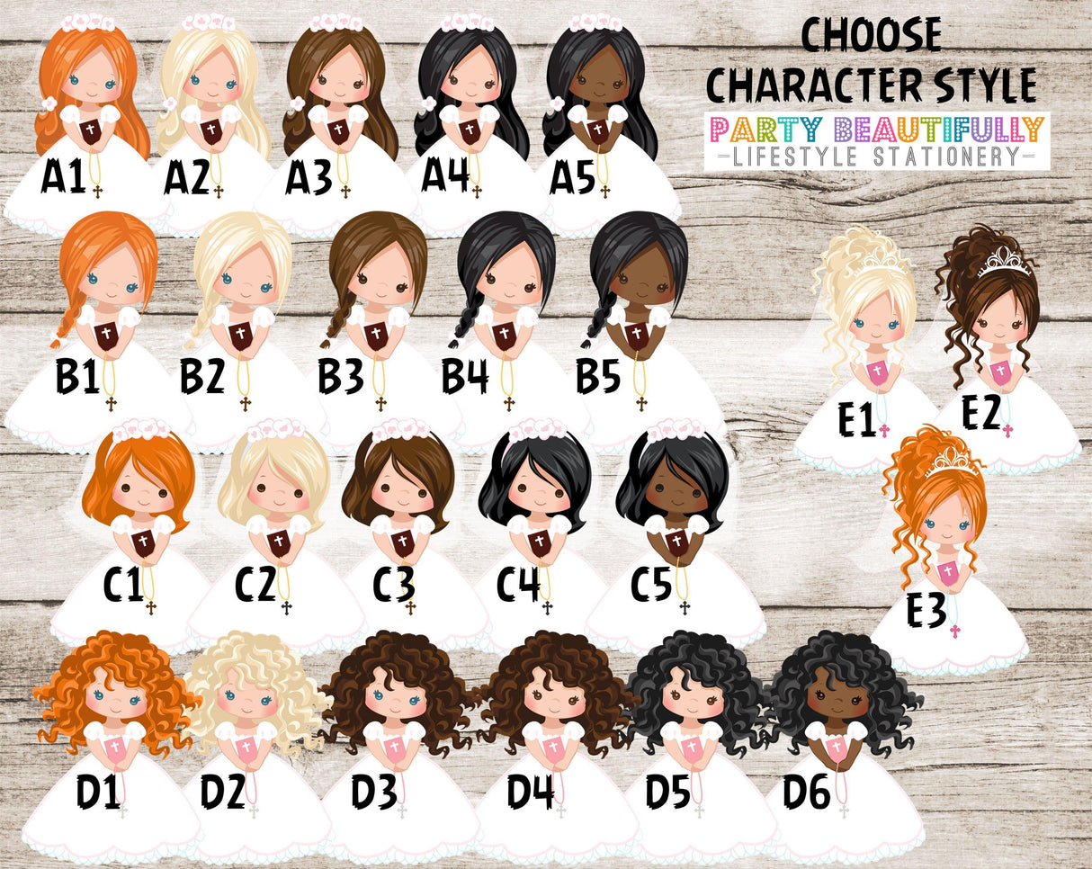 Girls Pink First Communion Invitations