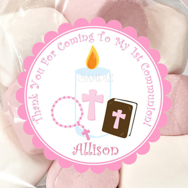 Girls Pink First Communion Stickers