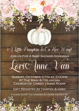 Girls Pink Pumpkin Fall Baby Shower Invitations