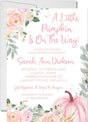 Girls Pink Pumpkin Fall Baby Shower Invitations