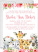 Girls Safari Animals Baby Shower Invitations