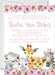 Girls Safari Animals Baby Shower Invitations